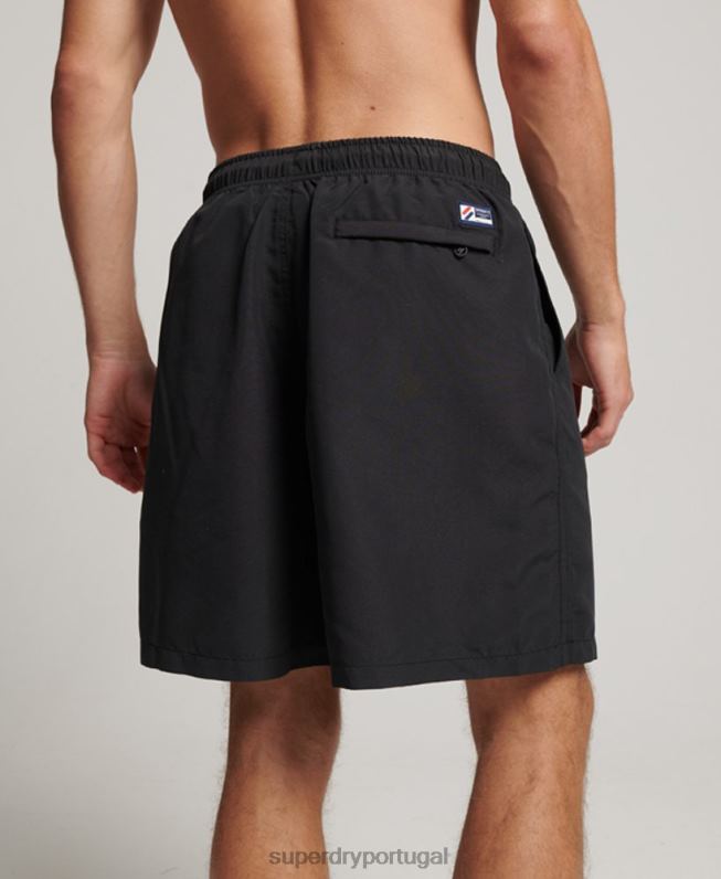 calções de banho reciclados apliques de 19 polegadas homens preto roupas Superdry 2208H406