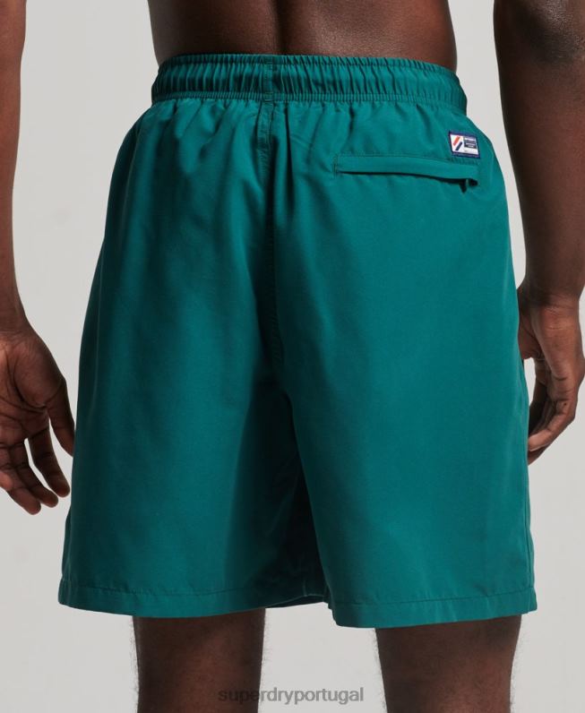calções de banho reciclados apliques de 19 polegadas homens verde roupas Superdry 2208H452