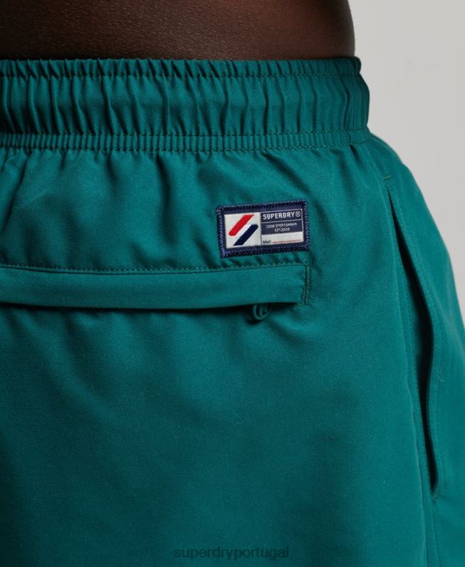 calções de banho reciclados apliques de 19 polegadas homens verde roupas Superdry 2208H452