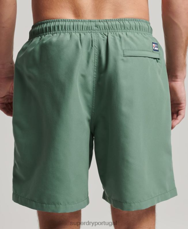 calções de banho reciclados apliques de 19 polegadas homens verde roupas Superdry 2208H56