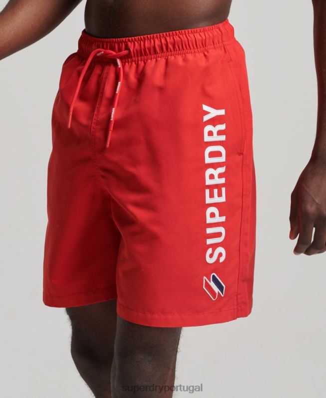 calções de banho reciclados apliques de 19 polegadas homens vermelho roupas Superdry 2208H422