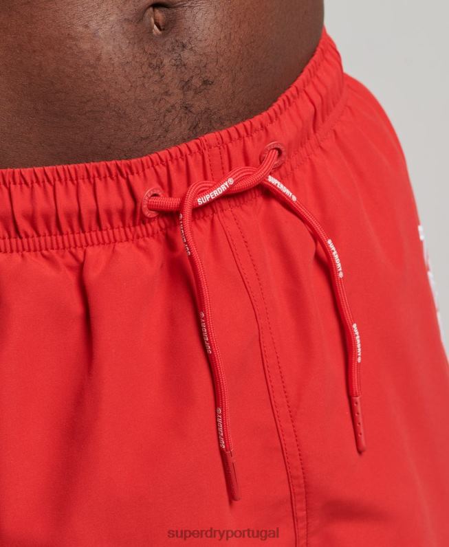 calções de banho reciclados apliques de 19 polegadas homens vermelho roupas Superdry 2208H422