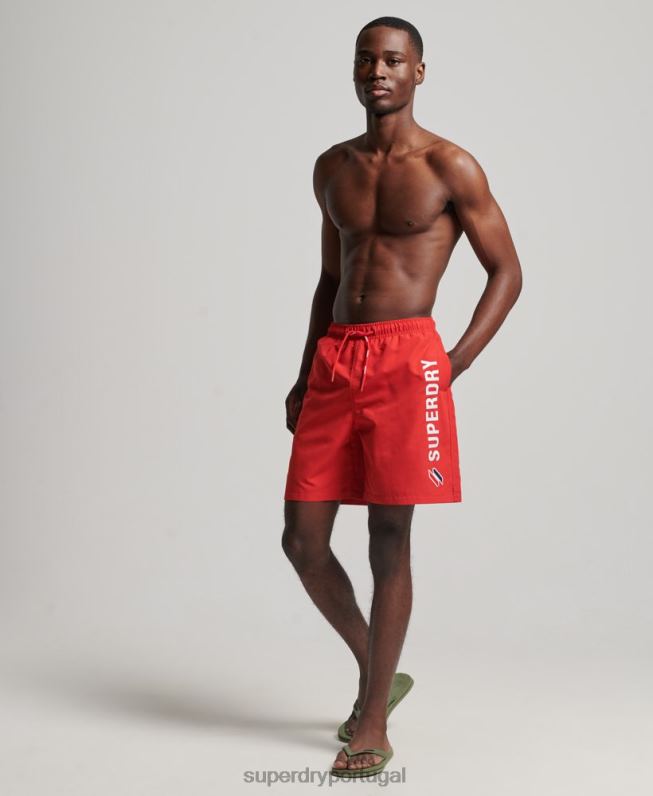 calções de banho reciclados apliques de 19 polegadas homens vermelho roupas Superdry 2208H422