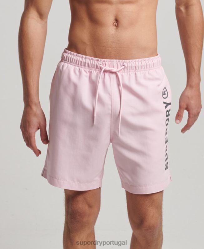 calções de banho reciclados core sport 17 polegadas homens rosa roupas Superdry 2208H405