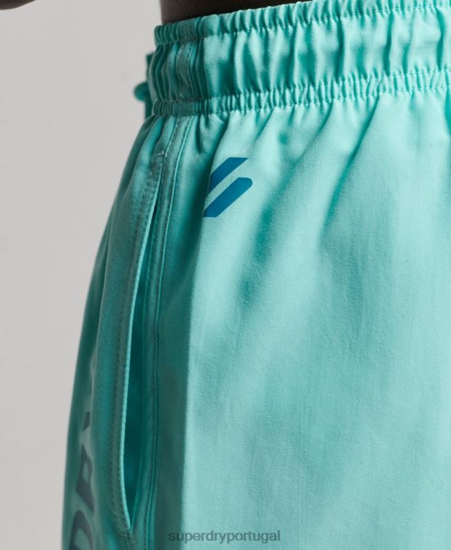 calções de banho reciclados core sport 17 polegadas homens turquesa roupas Superdry 2208H401