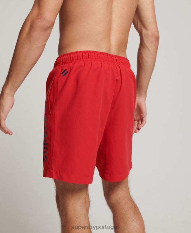 calções de banho reciclados core sport 17 polegadas homens vermelho roupas Superdry 2208H396