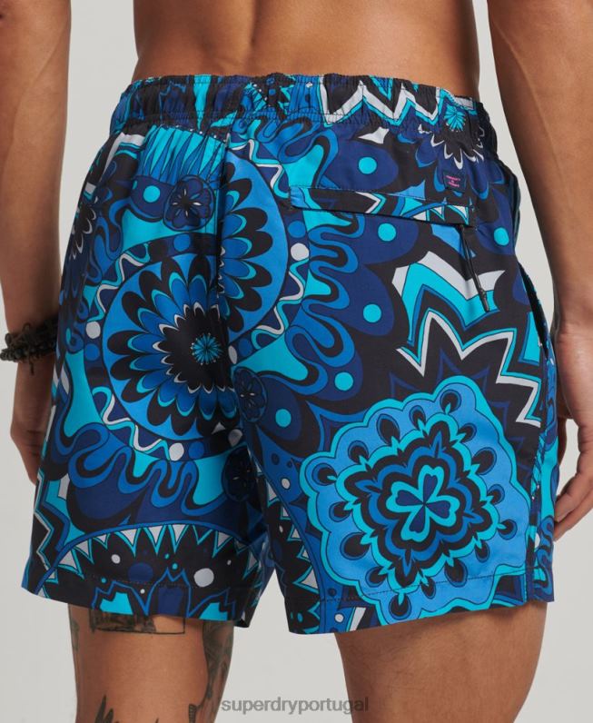 calções de banho reciclados homens azul roupas Superdry 2208H407