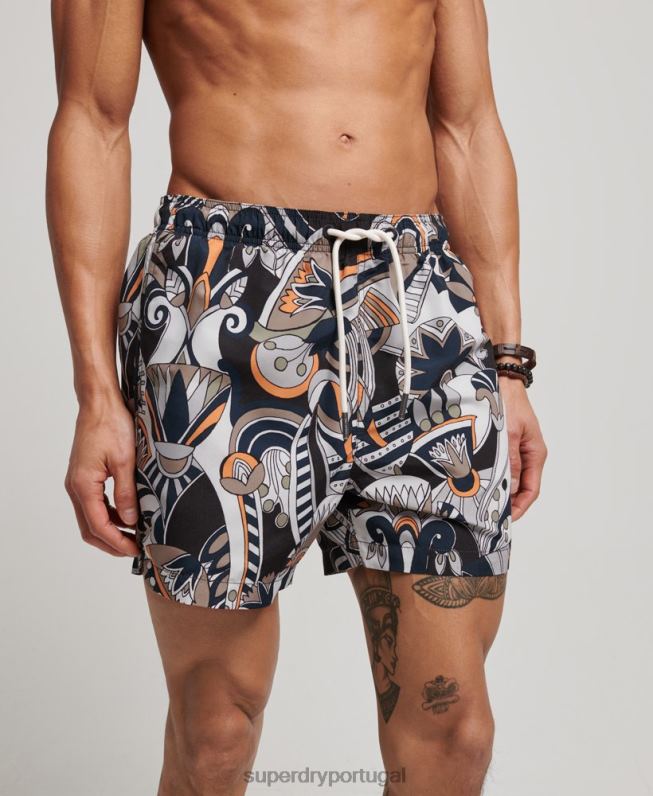 calções de banho reciclados homens preto roupas Superdry 2208H386