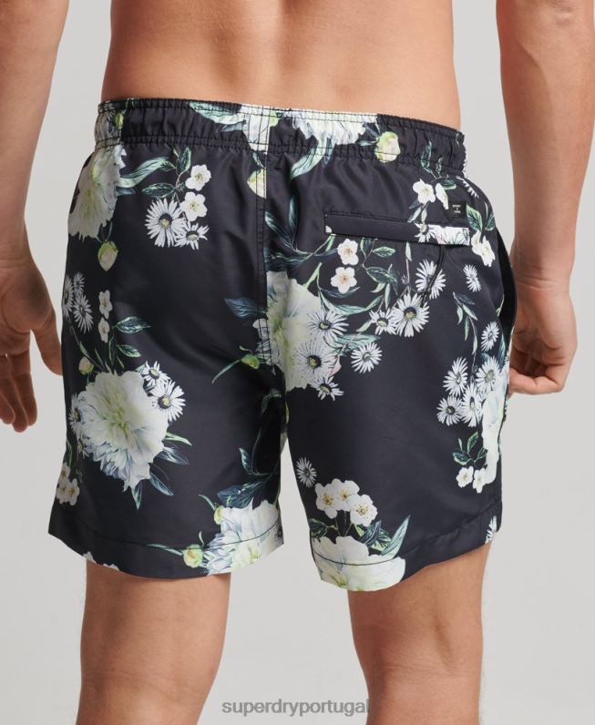 calções de banho reciclados studios homens preto roupas Superdry 2208H423