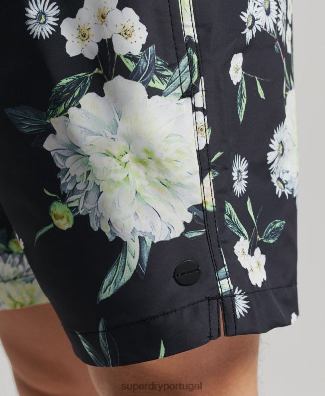 calções de banho reciclados studios homens preto roupas Superdry 2208H423