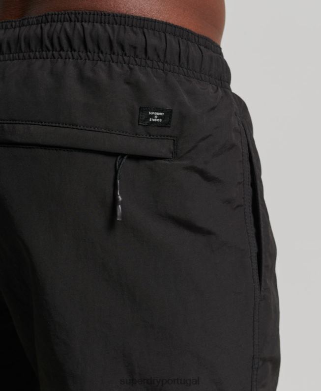 calções de banho reciclados studios homens preto roupas Superdry 2208H440