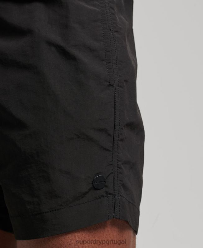 calções de banho reciclados studios homens preto roupas Superdry 2208H440
