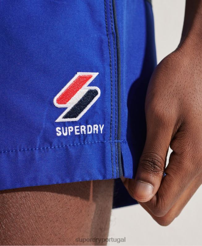 calções de banho tri series homens azul roupas Superdry 2208H432