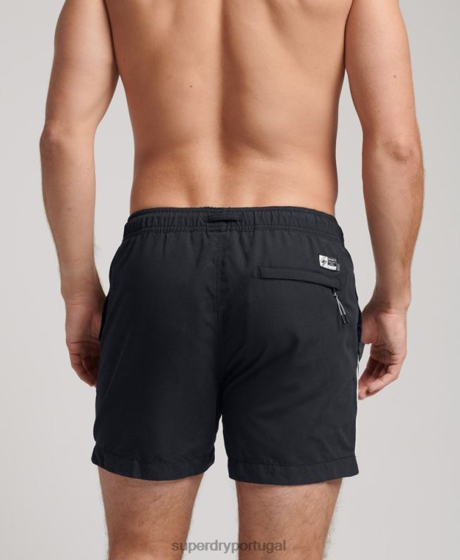 calções de banho tri series homens preto roupas Superdry 2208H420