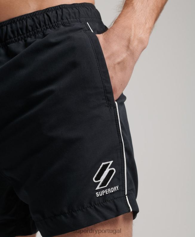 calções de banho tri series homens preto roupas Superdry 2208H420