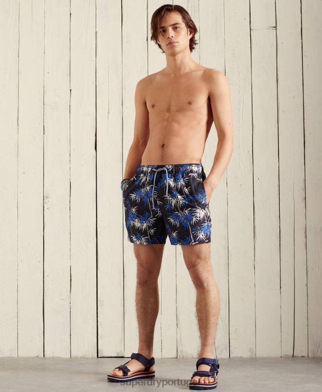 calção de banho de vôlei de praia super 5s homens azul claro roupas Superdry 2208H446