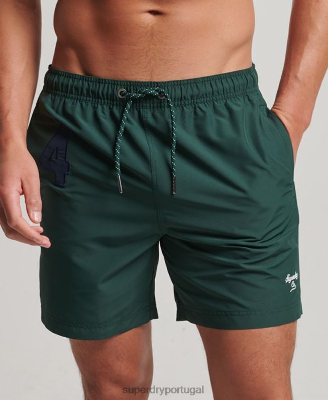 calção de banho polo reciclado homens verde roupas Superdry 2208H394