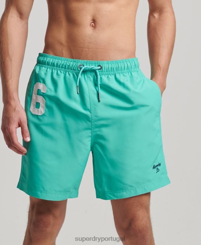 calção de banho polo reciclado homens verde roupas Superdry 2208H412