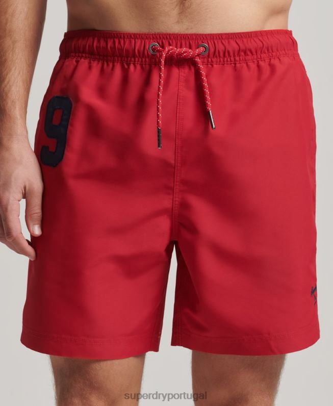 calção de banho polo reciclado homens vermelho roupas Superdry 2208H402