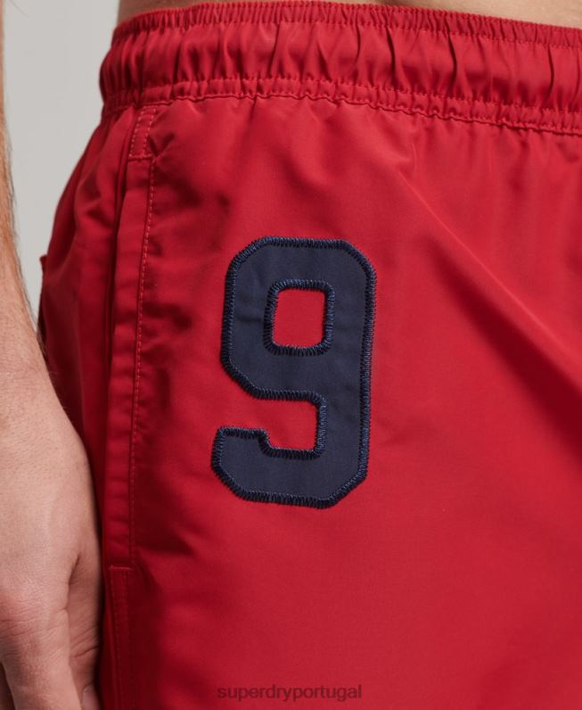 calção de banho polo reciclado homens vermelho roupas Superdry 2208H402