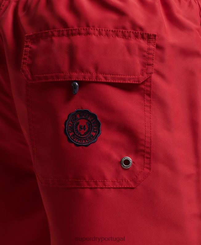 calção de banho polo reciclado homens vermelho roupas Superdry 2208H402