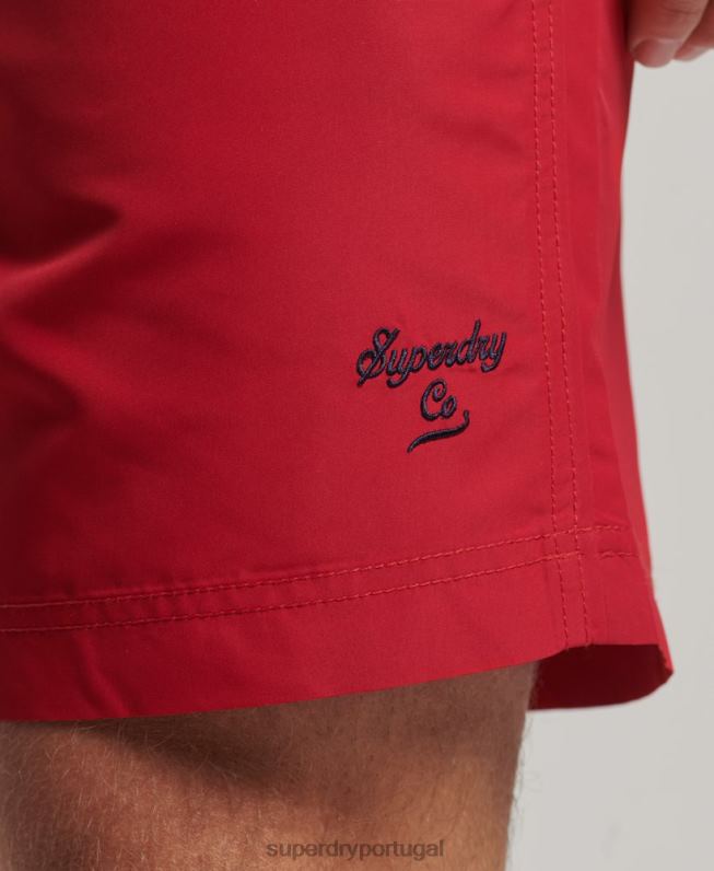 calção de banho polo reciclado homens vermelho roupas Superdry 2208H402