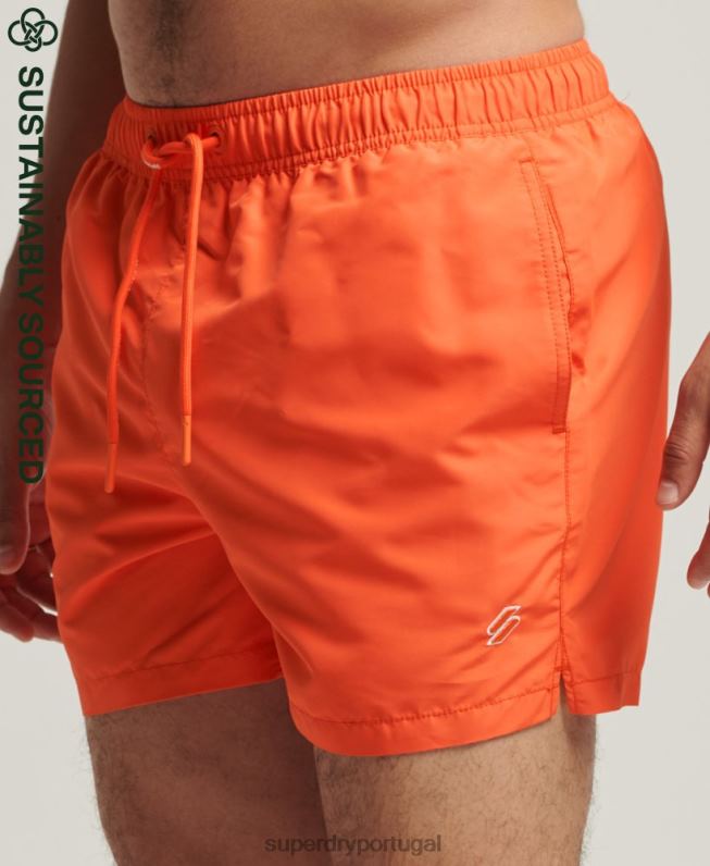 calção de banho reciclado code essencial de 15 polegadas homens laranja roupas Superdry 2208H429
