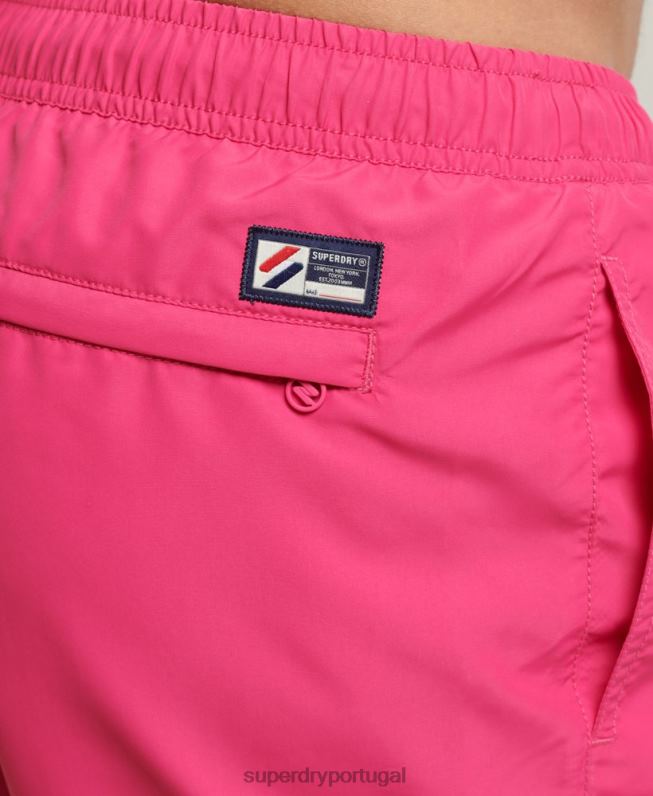 calção de banho reciclado code essencial de 15 polegadas homens rosa roupas Superdry 2208H435
