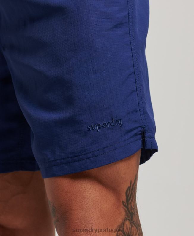 calção de banho reciclado ripstop homens azul roupas Superdry 2208H106
