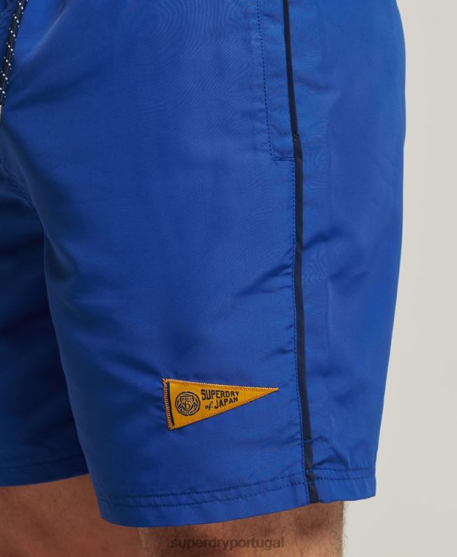 calção de banho vintage reciclado homens azul roupas Superdry 2208H426