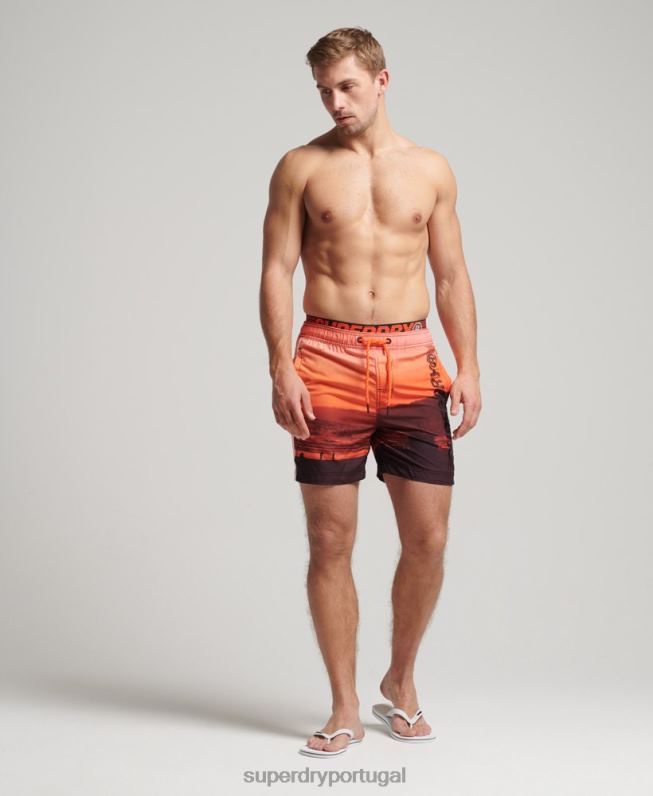 shorts de natação de vôlei estadual homens laranja roupas Superdry 2208H438