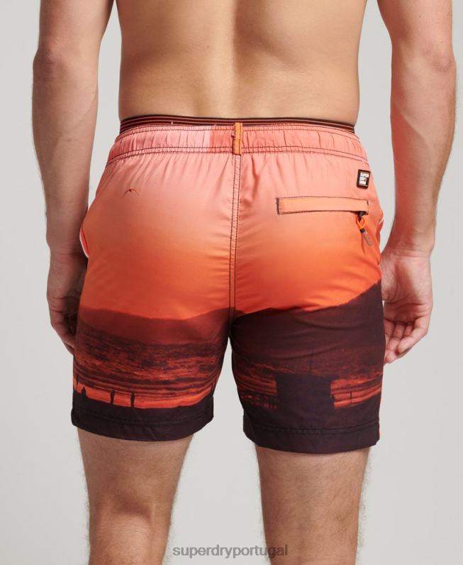 shorts de natação de vôlei estadual homens laranja roupas Superdry 2208H438