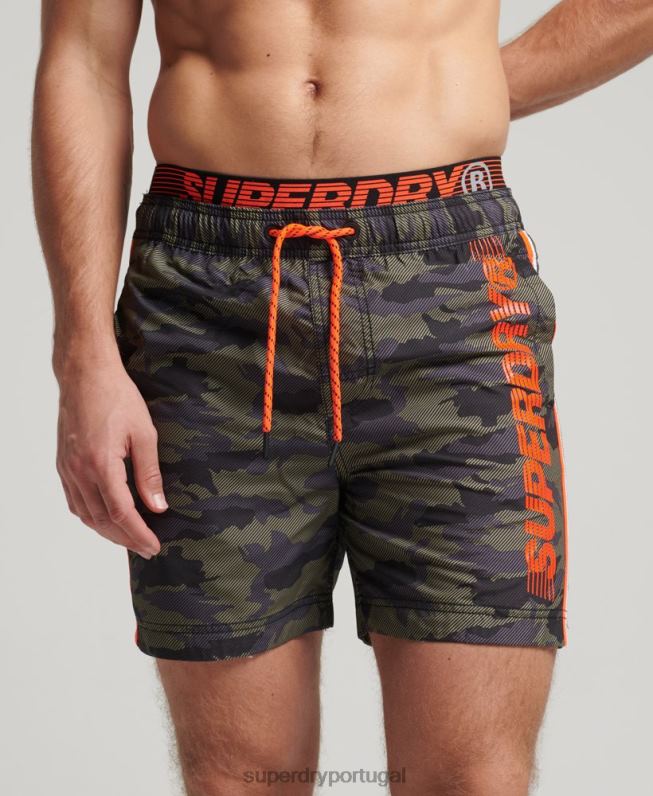 shorts de natação de vôlei estadual homens verde roupas Superdry 2208H447