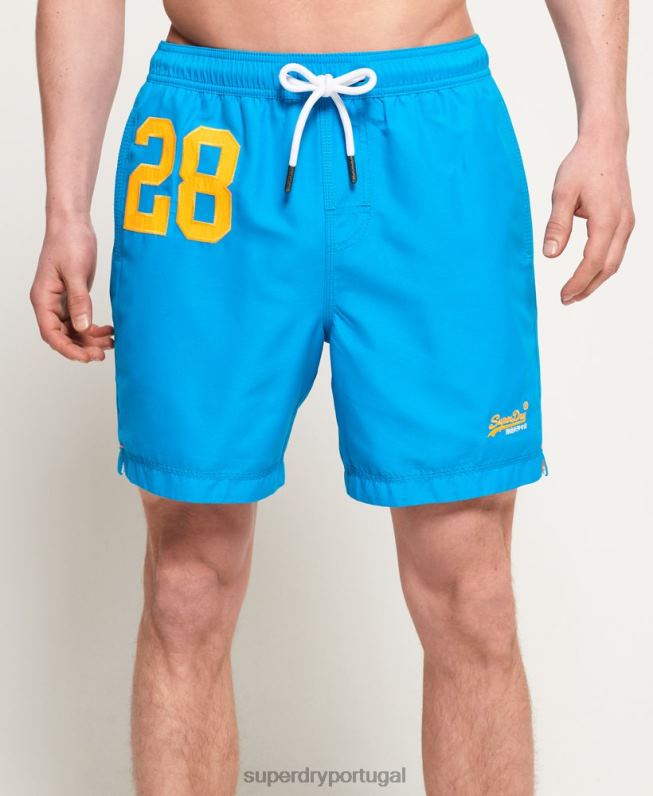 shorts de natação polo aquático homens azul roupas Superdry 2208H444