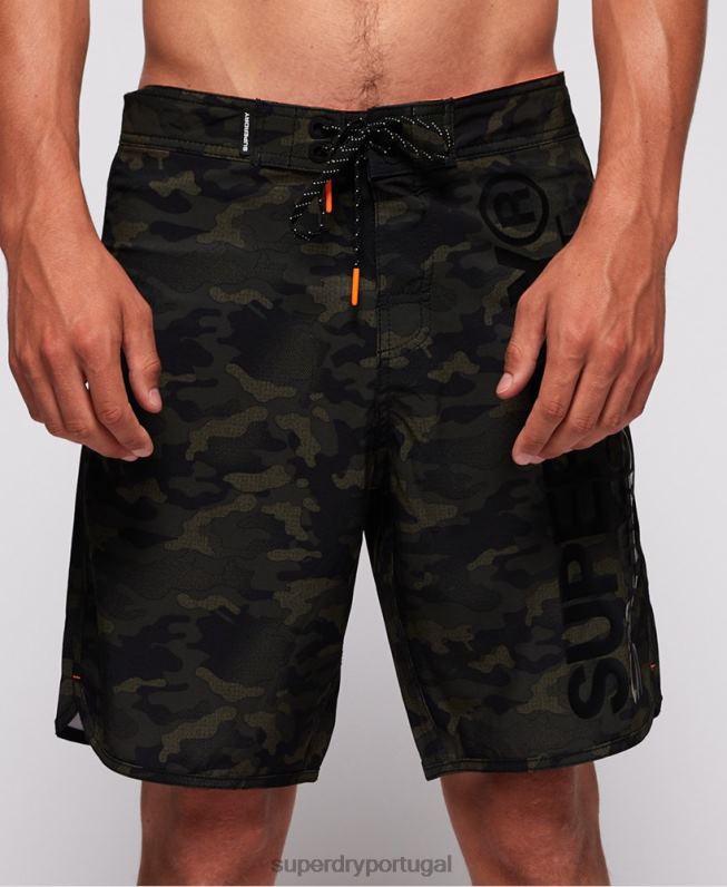 shorts de prancha de águas profundas homens verde roupas Superdry 2208H449