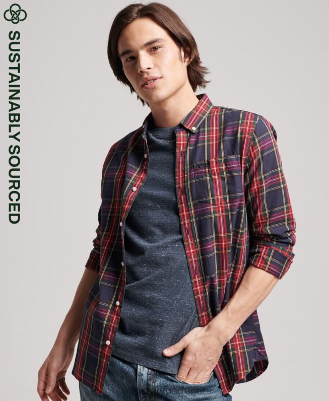 camisa clássica london de algodão orgânico homens verde roupas Superdry 2208H203