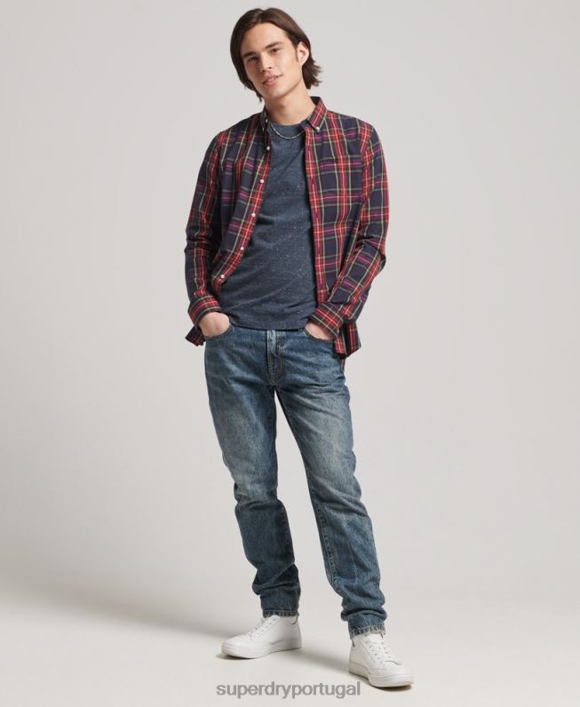 camisa clássica london de algodão orgânico homens verde roupas Superdry 2208H203