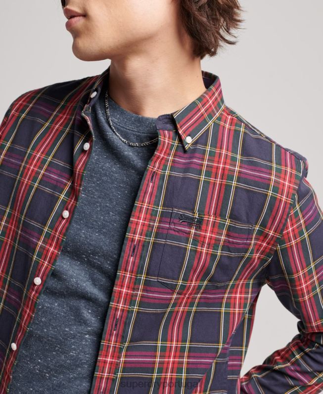 camisa clássica london de algodão orgânico homens verde roupas Superdry 2208H203