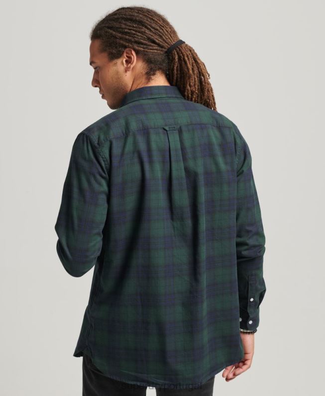 camisa clássica london de algodão orgânico homens verde roupas Superdry 2208H215