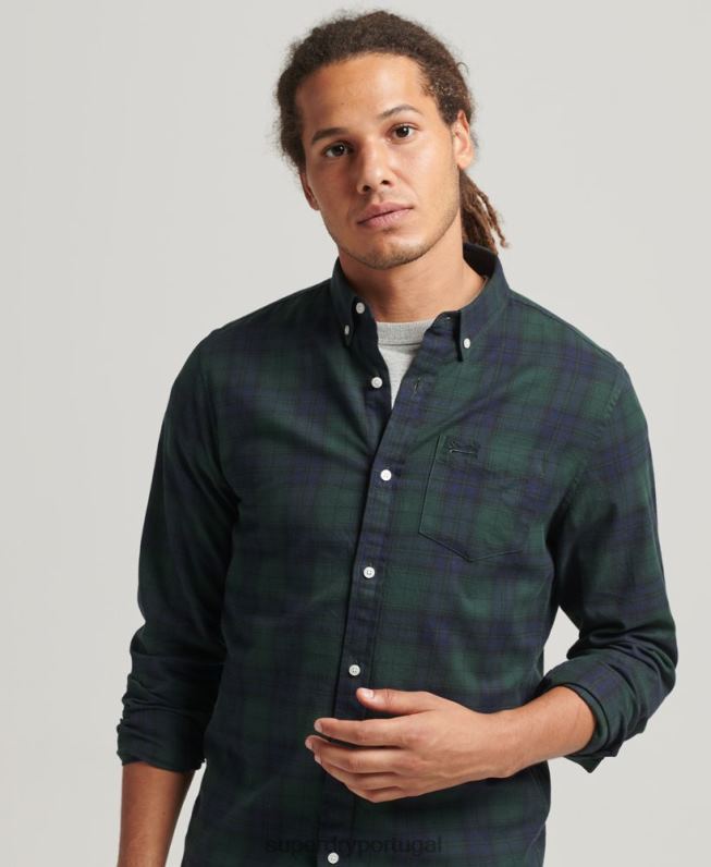 camisa clássica london de algodão orgânico homens verde roupas Superdry 2208H215