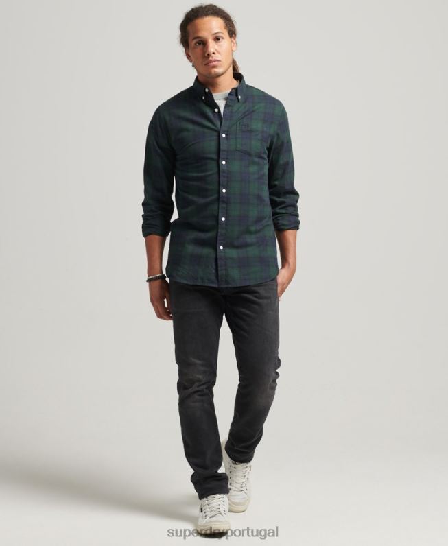 camisa clássica london de algodão orgânico homens verde roupas Superdry 2208H215