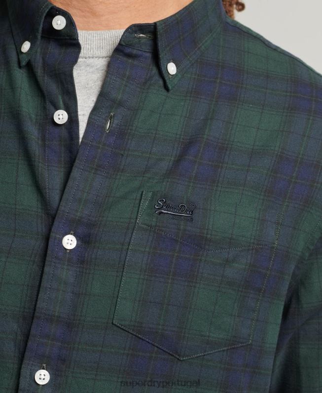 camisa clássica london de algodão orgânico homens verde roupas Superdry 2208H215