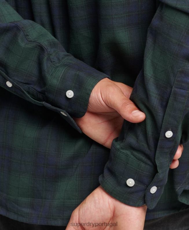 camisa clássica london de algodão orgânico homens verde roupas Superdry 2208H215