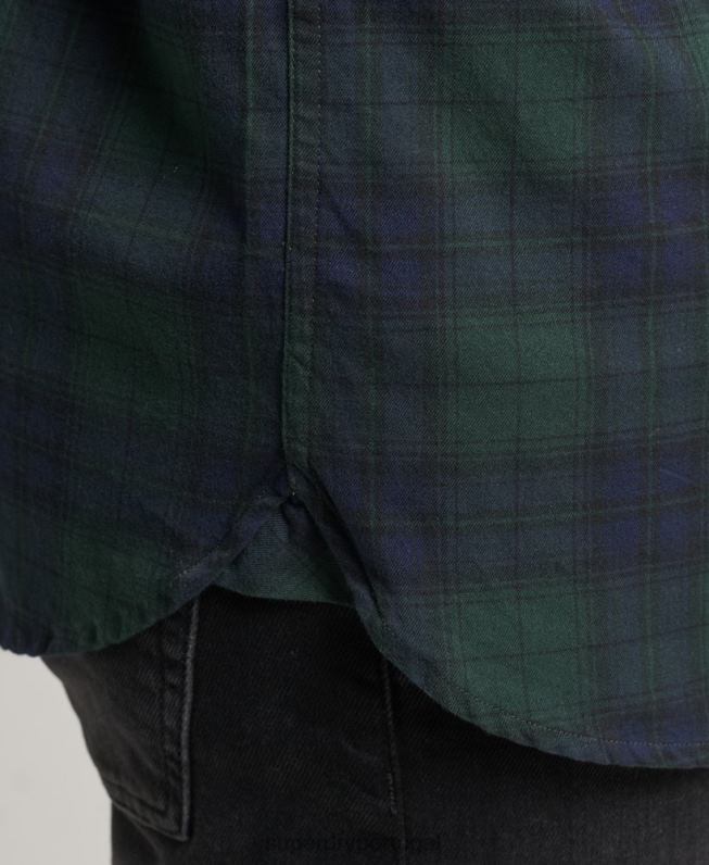 camisa clássica london de algodão orgânico homens verde roupas Superdry 2208H215