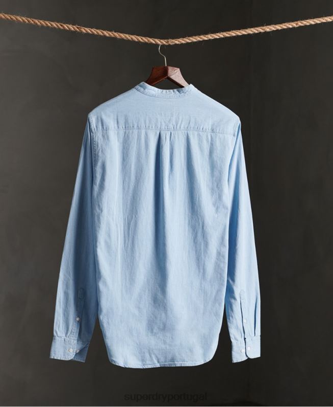 camisa clássica sarja lite avô homens azul roupas Superdry 2208H242