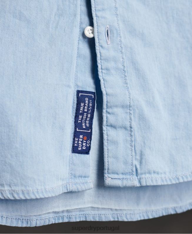 camisa clássica sarja lite avô homens azul roupas Superdry 2208H242