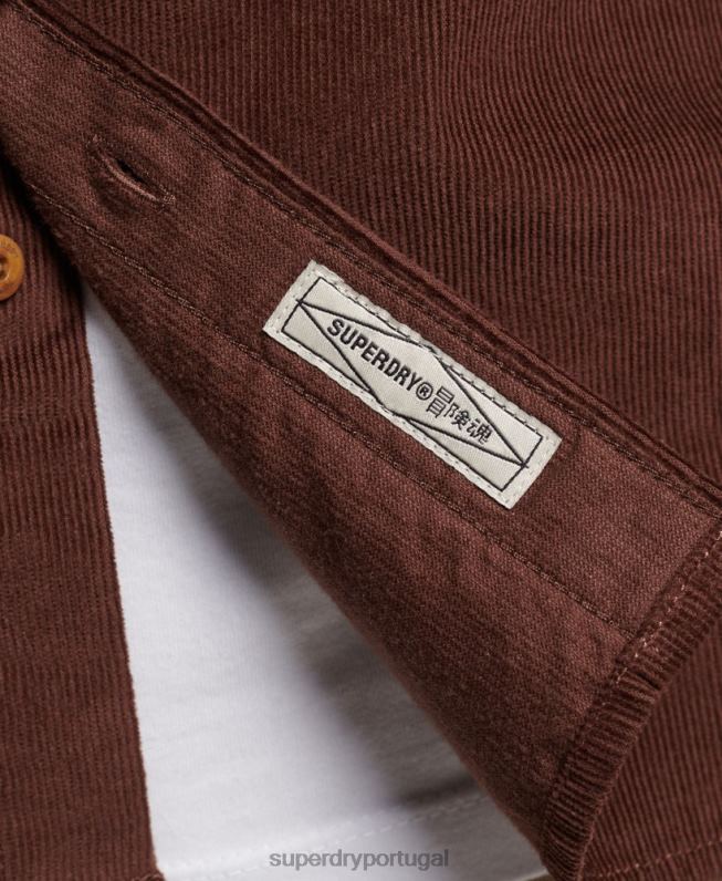 camisa de cordão de trilha homens marrom roupas Superdry 2208H224