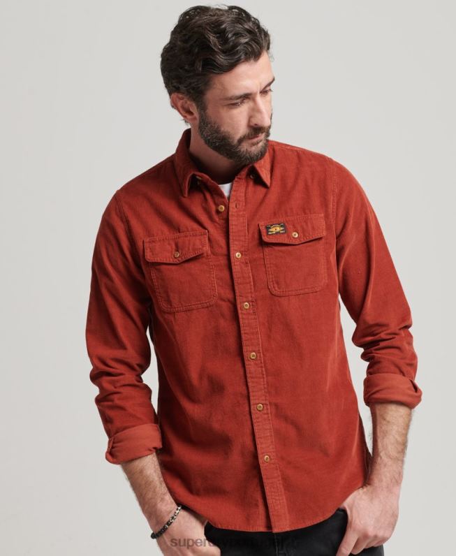 camisa de cordão de trilha homens marrom roupas Superdry 2208H228