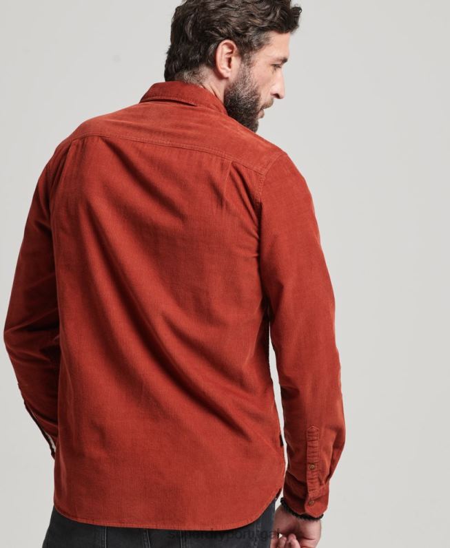 camisa de cordão de trilha homens marrom roupas Superdry 2208H228