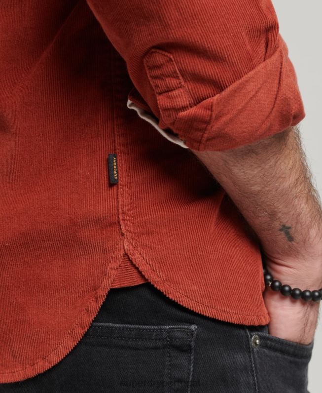 camisa de cordão de trilha homens marrom roupas Superdry 2208H228